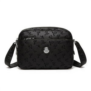 Borsa firmata Giulia Piarelli nylon logo tasche con zip capiente e comoda a tracolla fantasia logo modello 03