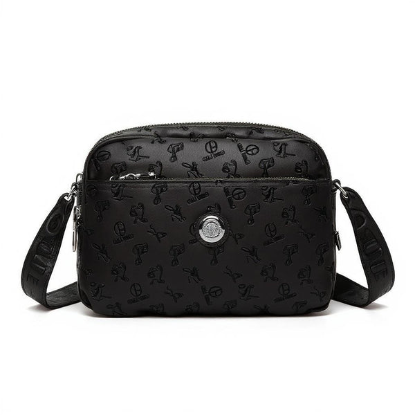 Borsa firmata Giulia Piarelli nylon logo tasche con zip capiente e comoda a tracolla fantasia logo modello 03