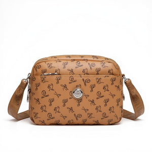 Borsa firmata Giulia Piarelli nylon logo tasche con zip capiente e comoda a tracolla fantasia logo modello 03