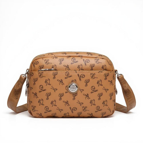 Borsa firmata Giulia Piarelli nylon logo tasche con zip capiente e comoda a tracolla fantasia logo modello 03