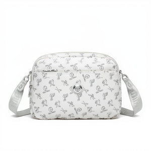 Borsa firmata Giulia Piarelli nylon logo tasche con zip capiente e comoda a tracolla fantasia logo modello 03