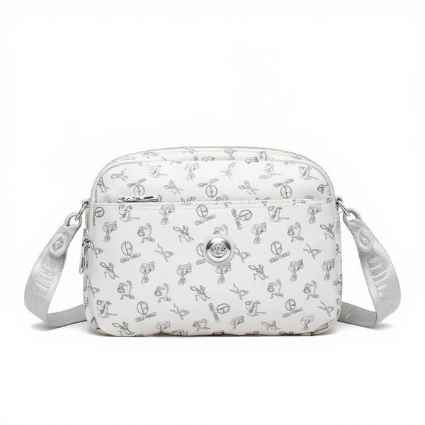 Borsa firmata Giulia Piarelli nylon logo tasche con zip capiente e comoda a tracolla fantasia logo modello 03