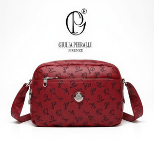 Borsa firmata Giulia Piarelli nylon logo tasche con zip capiente e comoda a tracolla fantasia logo modello 03