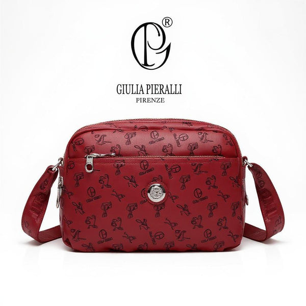 Borsa firmata Giulia Piarelli nylon logo tasche con zip capiente e comoda a tracolla fantasia logo modello 03