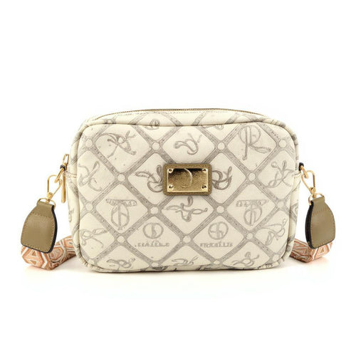 Borsa piccola borsetta firmata Giulia Piarelli eco pelle logo tasche con zip fantasia logo