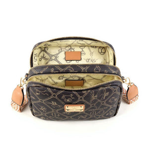 Borsa piccola borsetta firmata Giulia Piarelli eco pelle logo tasche con zip fantasia logo