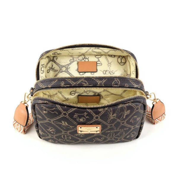 Borsa piccola borsetta firmata Giulia Piarelli eco pelle logo tasche con zip fantasia logo