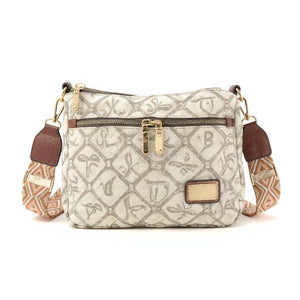 Borsa tasche tracolla spalla firmata Giulia Piarelli eco pelle logo tasche con zip fantasia logo