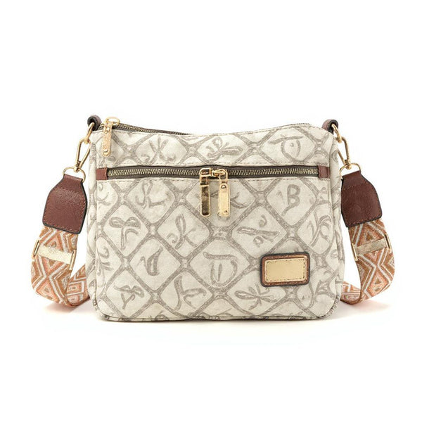 Borsa tasche tracolla spalla firmata Giulia Piarelli eco pelle logo tasche con zip fantasia logo