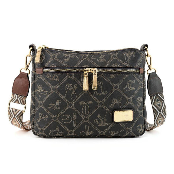 Borsa tasche tracolla spalla firmata Giulia Piarelli eco pelle logo tasche con zip fantasia logo