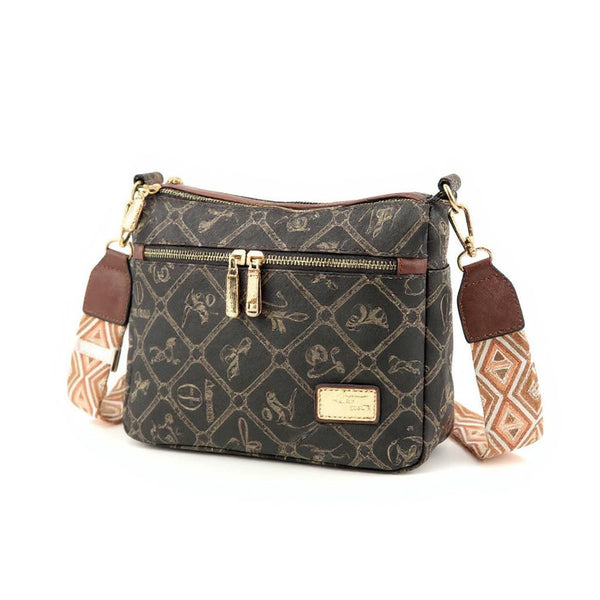 Borsa tasche tracolla spalla firmata Giulia Piarelli eco pelle logo tasche con zip fantasia logo