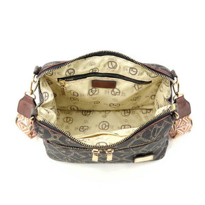 Borsa tasche tracolla spalla firmata Giulia Piarelli eco pelle logo tasche con zip fantasia logo