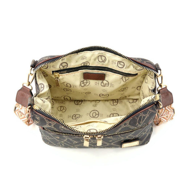 Borsa tasche tracolla spalla firmata Giulia Piarelli eco pelle logo tasche con zip fantasia logo