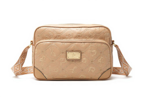 Borsa tracolla spalla firmata Giulia Piarelli eco pelle logo tasche con zip fantasia logo nuova