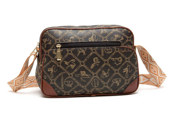 Borsa tracolla spalla firmata Giulia Piarelli eco pelle logo tasche con zip fantasia logo nuova