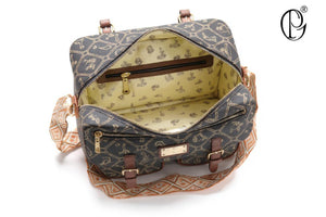 Borsa tracolla spalla firmata Giulia Piarelli eco pelle logo tasche con zip fantasia logo vintage cinghie