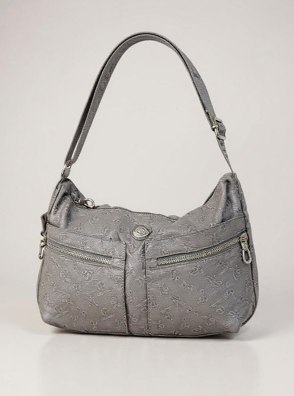 Borsa firmata Giulia Piarelli nylon logo tasche con zip capiente e comoda a tracolla fantasia logo modello 04