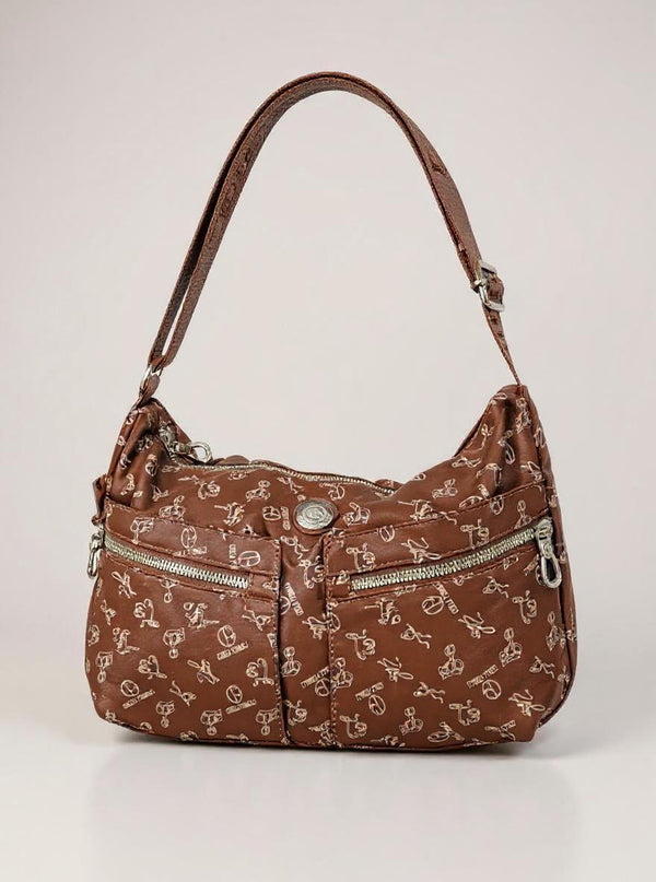 Borsa firmata Giulia Piarelli nylon logo tasche con zip capiente e comoda a tracolla fantasia logo modello 04