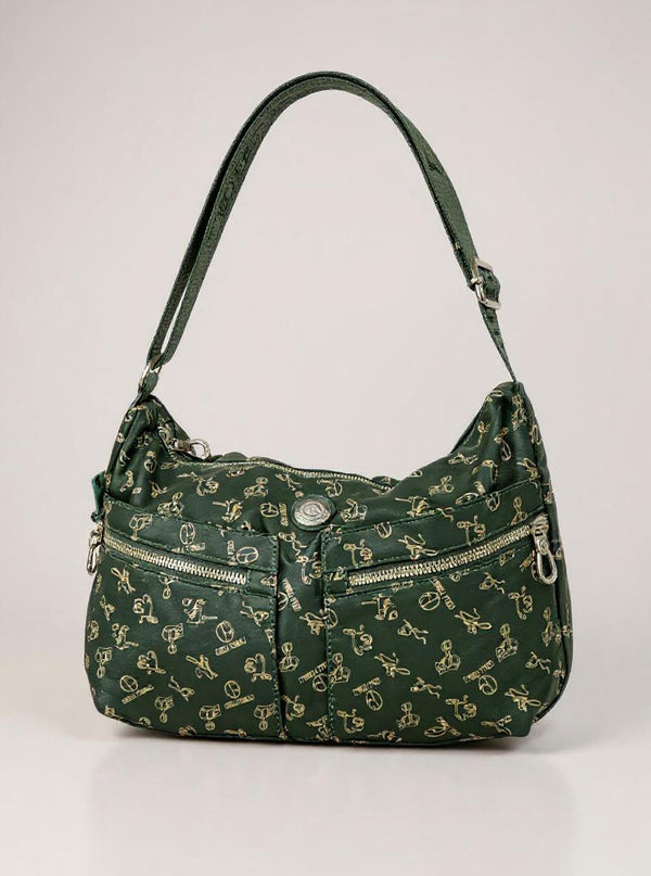 Borsa firmata Giulia Piarelli nylon logo tasche con zip capiente e comoda a tracolla fantasia logo modello 04