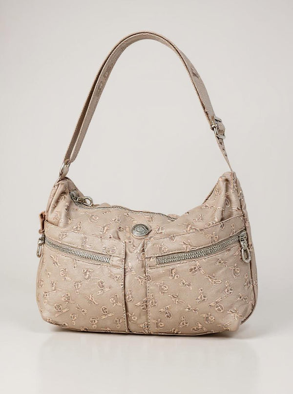 Borsa firmata Giulia Piarelli nylon logo tasche con zip capiente e comoda a tracolla fantasia logo modello 04