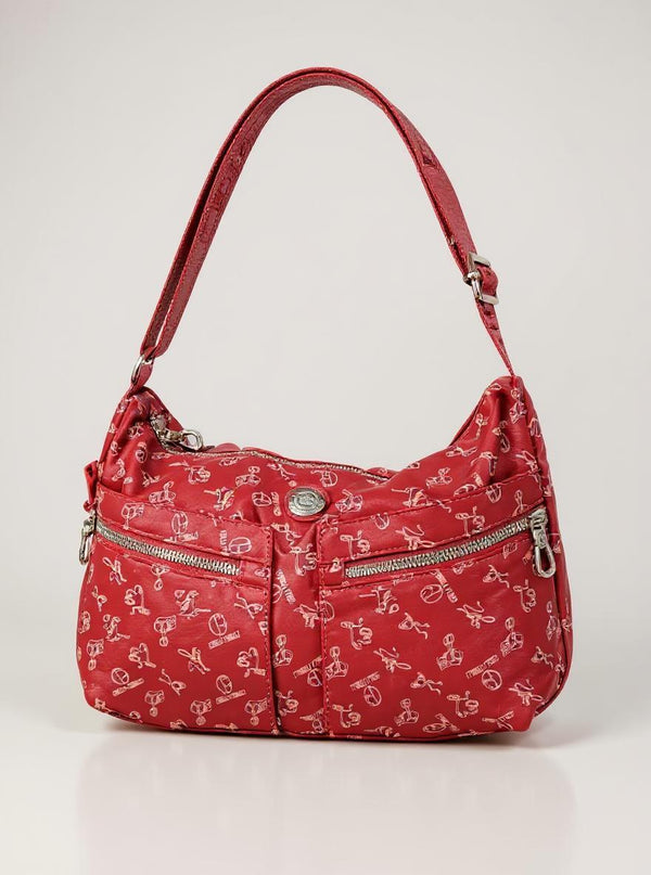 Borsa firmata Giulia Piarelli nylon logo tasche con zip capiente e comoda a tracolla fantasia logo modello 04