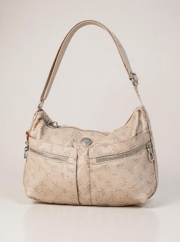 Borsa firmata Giulia Piarelli nylon logo tasche con zip capiente e comoda a tracolla fantasia logo modello 04