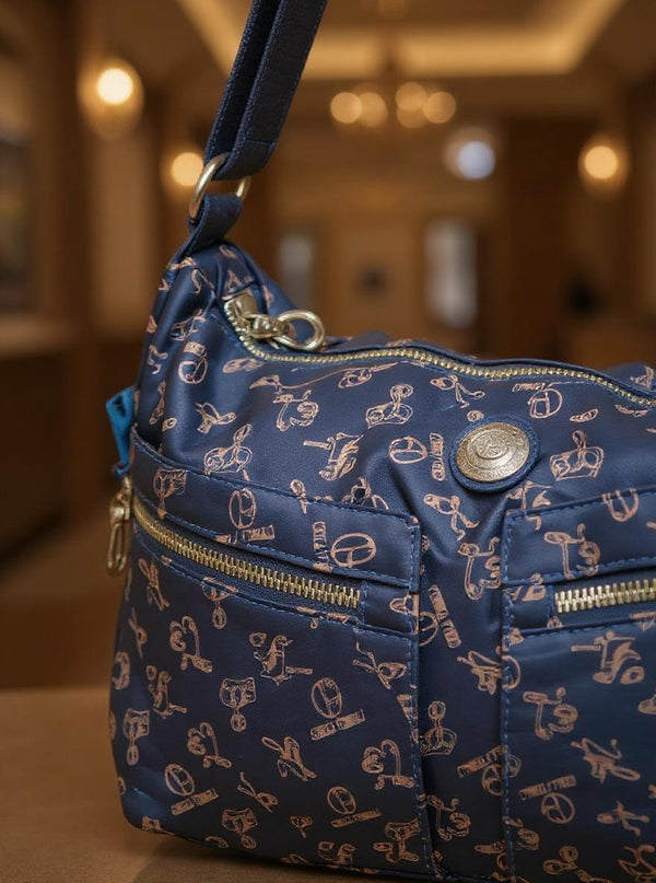 Borsa firmata Giulia Piarelli nylon logo tasche con zip capiente e comoda a tracolla fantasia logo modello 04