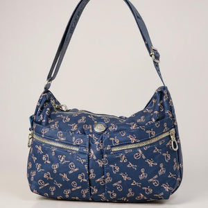Borsa firmata Giulia Piarelli nylon logo tasche con zip capiente e comoda a tracolla fantasia logo modello 04