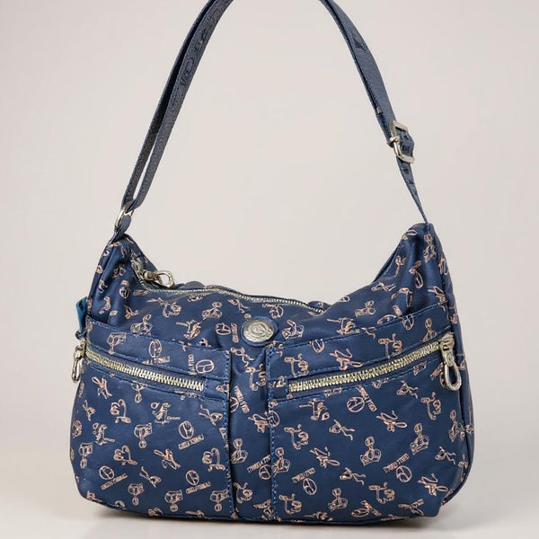 Borsa firmata Giulia Piarelli nylon logo tasche con zip capiente e comoda a tracolla fantasia logo modello 04