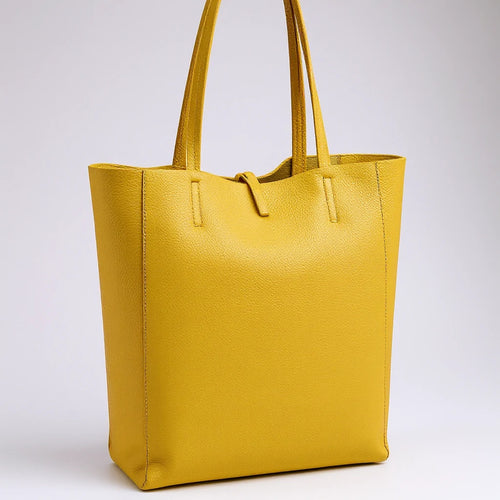 Borsa vera pelle shopping capiente unica tinta nuovo shopping  capiente donna