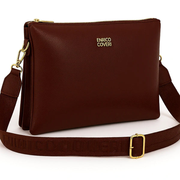 ENRICO COVERI - Borsa multitasche firmata giornaliera elegante 3 zip