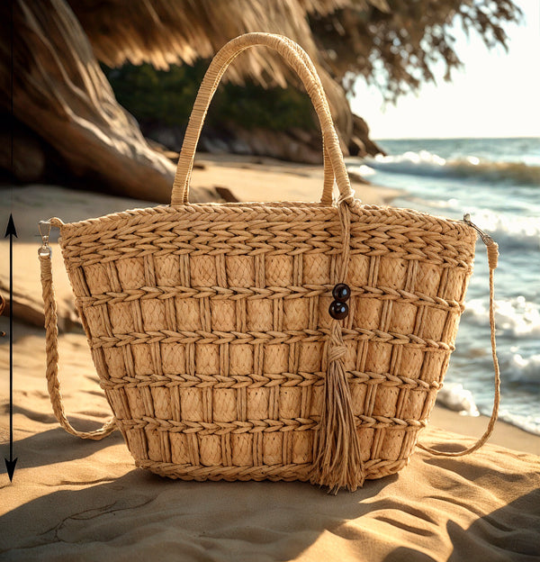 Cassis Elegance – Borsa Coffa Donna in Paglia Naturale Traforata Grande Vimini Mare Spiaggia