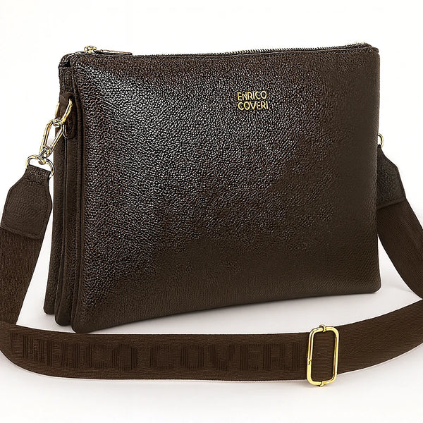 ENRICO COVERI - Borsa multitasche firmata giornaliera elegante 3 zip