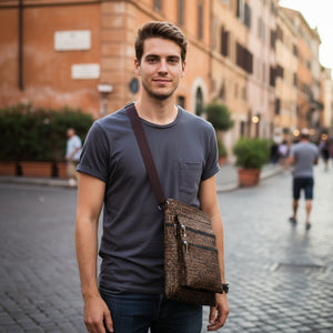 Borsello Uomo firmato Gyoiamea logato Resistente multi tasche sportivo multitasche tessuto tecnico nylon