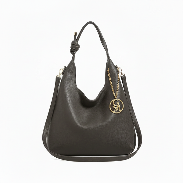 La Agatina- Borsa sacco firmata GYOIAMEA tracolla casual simil pelle venata monomanico