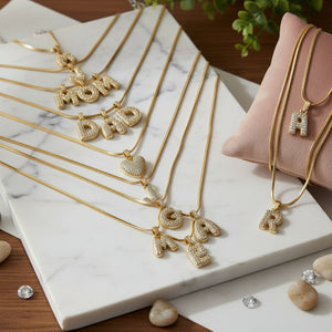 Solo Ciondolo Lettera Iniziale "Balloon" con Pavé di Zirconi – Alfabeto Completo