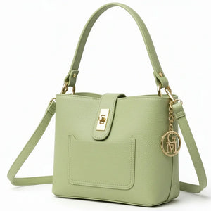 Graziella - Borsa in Vera Pelle Italiana Modello a Spalla con Tracolla e Dettagli Dorati