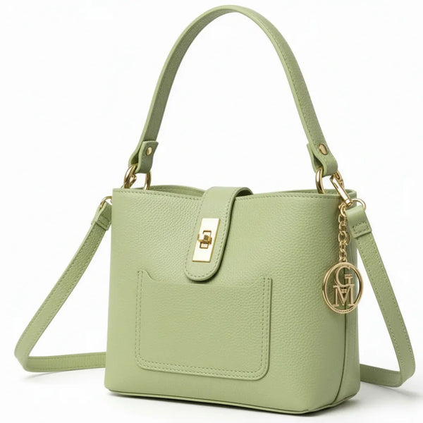 Graziella - Borsa in Vera Pelle Italiana Modello a Spalla con Tracolla e Dettagli Dorati