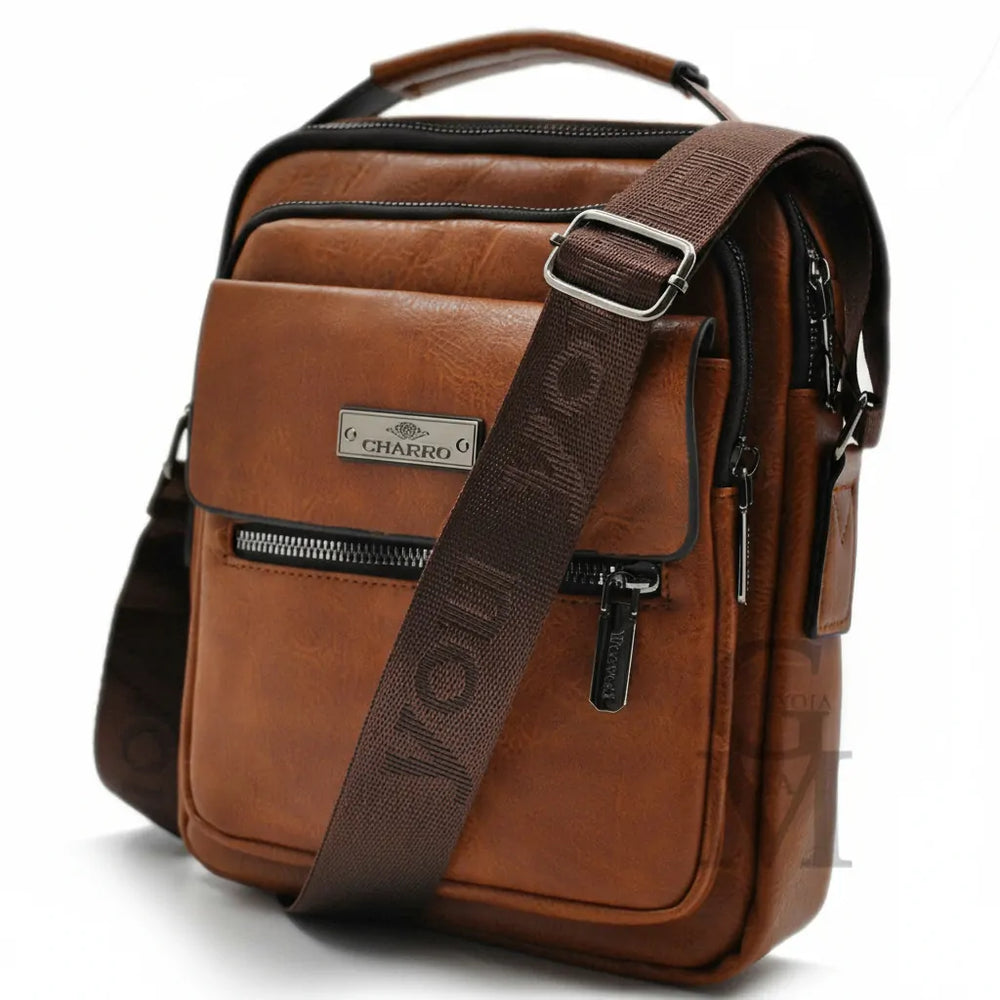 Borsello firmato CHARRO nuovo vintage uomo sottile vera pelle tracolla marrone