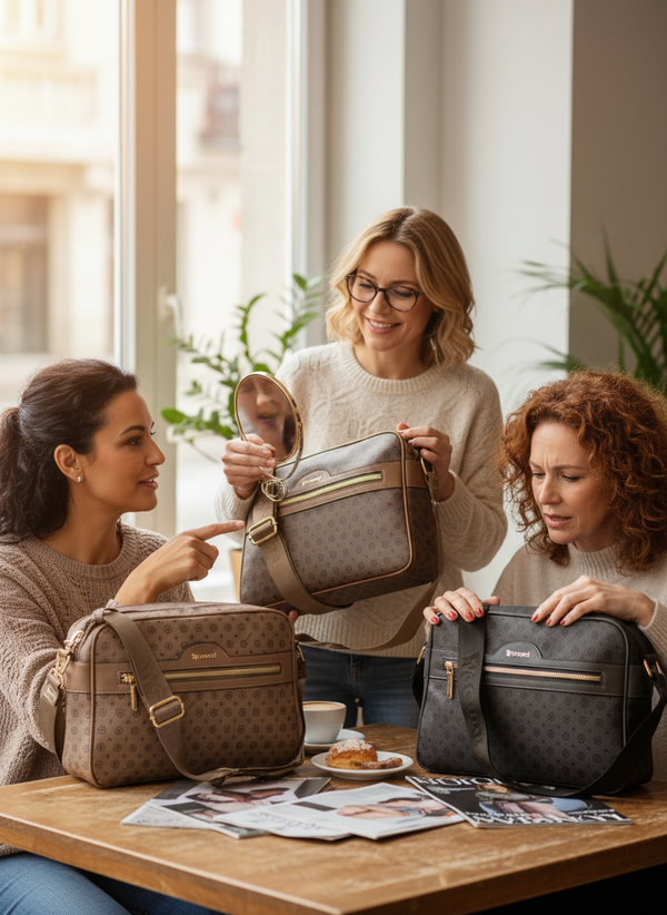 Borsa Firmata YYCOVERI multi tasche new nera Donna fantasia logo Zip Tracolla