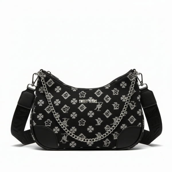 SWEET YEARS - Borsa borsetta mezzaluna donna firmata tracolla logata jeans denim
