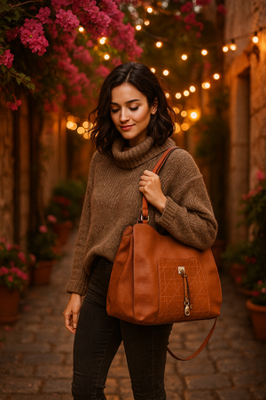 CHARRO - Borsa firmata simil pelle ricamata trapuntata shopping capiente grande tracolla spalla