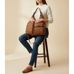 VALENTINI GINO - Borsa multitasche firmata giornaliera elegante 3 zip capiente sacco hobo spalla