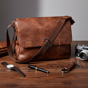 Nazareno Gabrielli - Borsa a tracolla multi tasche messenger postina capiente platta simil pelle grande