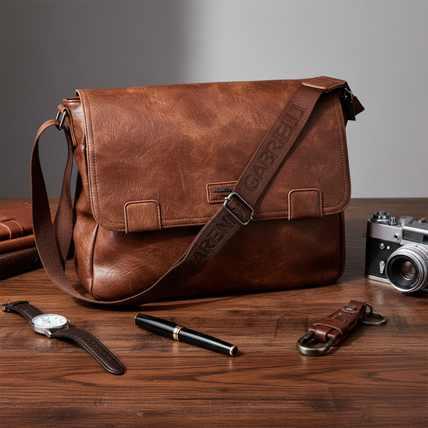 Nazareno Gabrielli - Borsa a tracolla multi tasche messenger postina capiente platta simil pelle grande