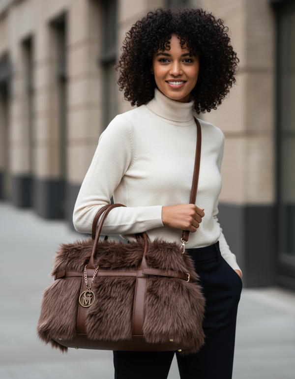 A Bedda - Borsa firmata Gyoiamea in eco pelliccia morbida teddy pelo