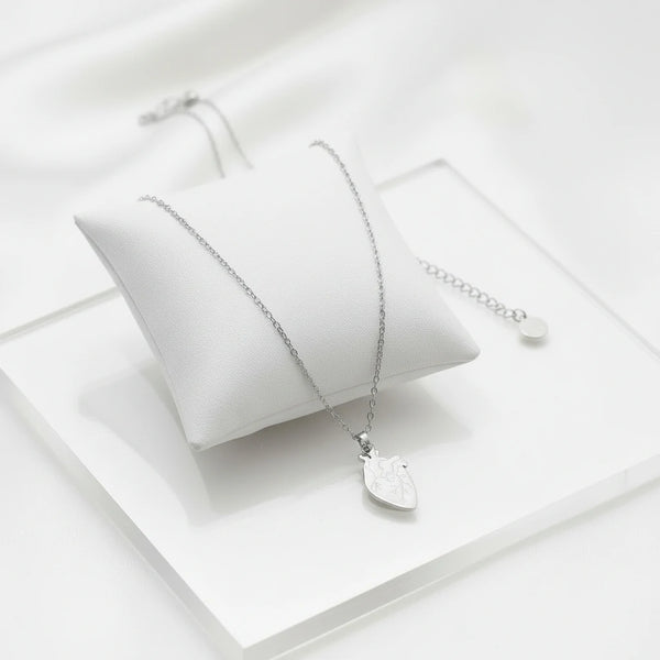 Girocollo collana Donna con cuore anatomico venature oro e argento - Acciaio Inox