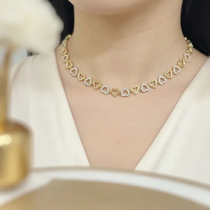 Girocollo Donna con Grande Cuore Brillante e Charms - Acciaio Inox - glitter