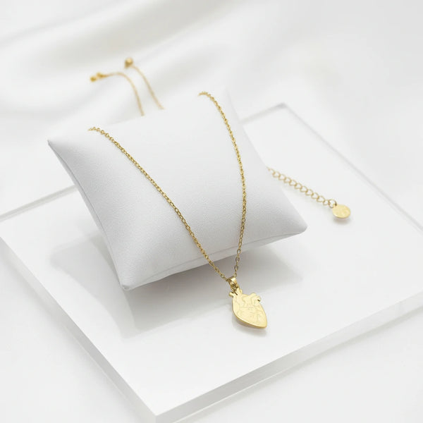 Girocollo collana Donna con cuore anatomico venature oro e argento - Acciaio Inox