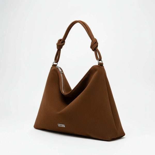 Coveri Collection - Borsa firmata a sacco spalla mono manico camoscio scamosciata